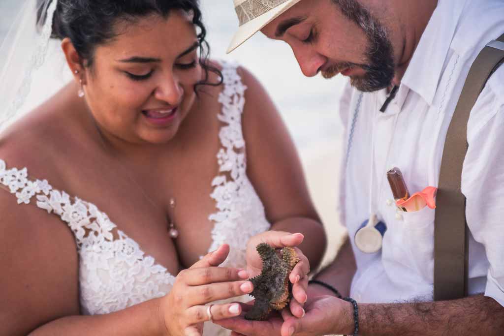 eloping couple adventuring with sealife