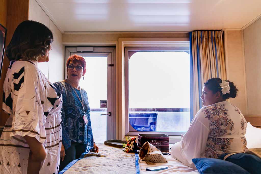 carnival cruise bride with family on day of wedding