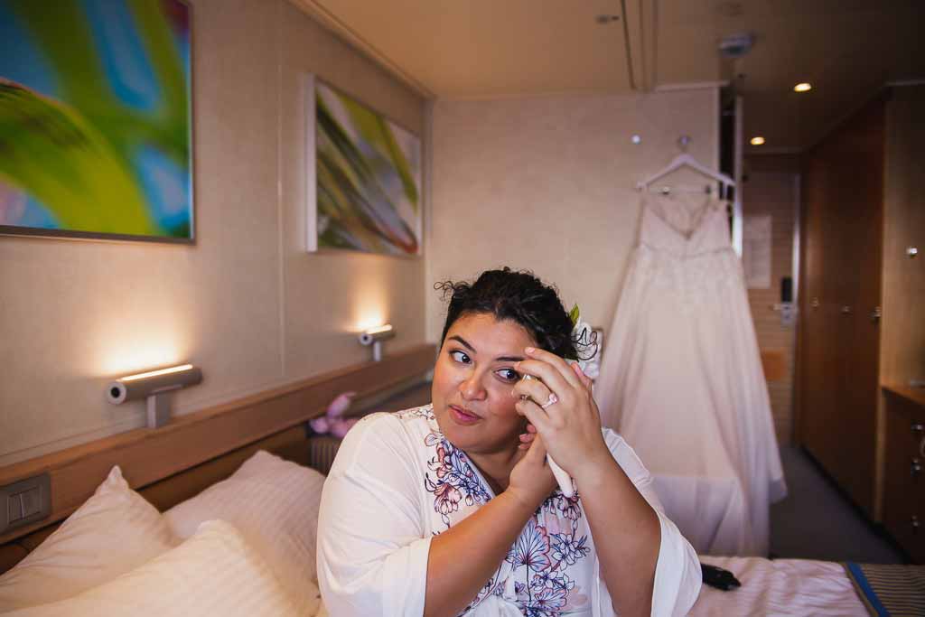 cozumel destination wedding bride getting ready for the day