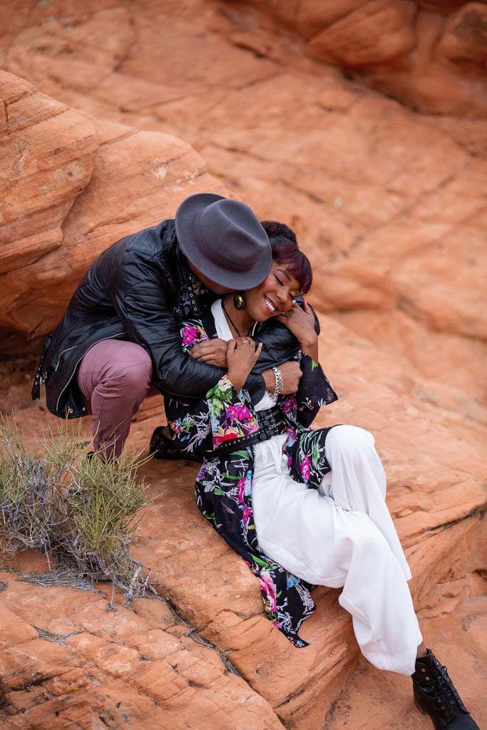 eloping couple in desert location