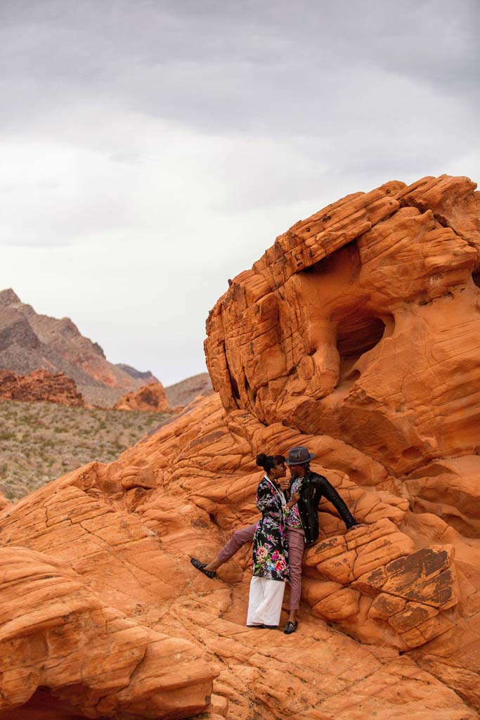 black eloping couple in the desert