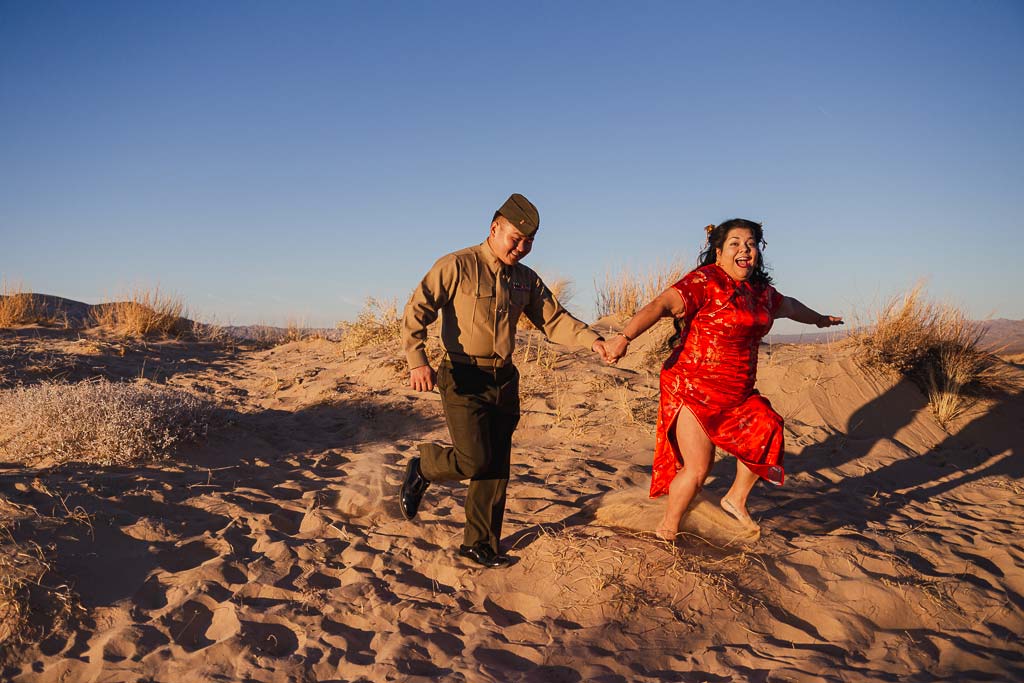 eloping couple in desert location