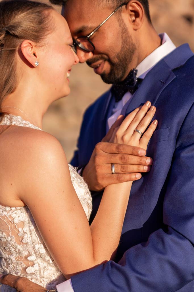 las vegas eloping couple embracing after their elopement