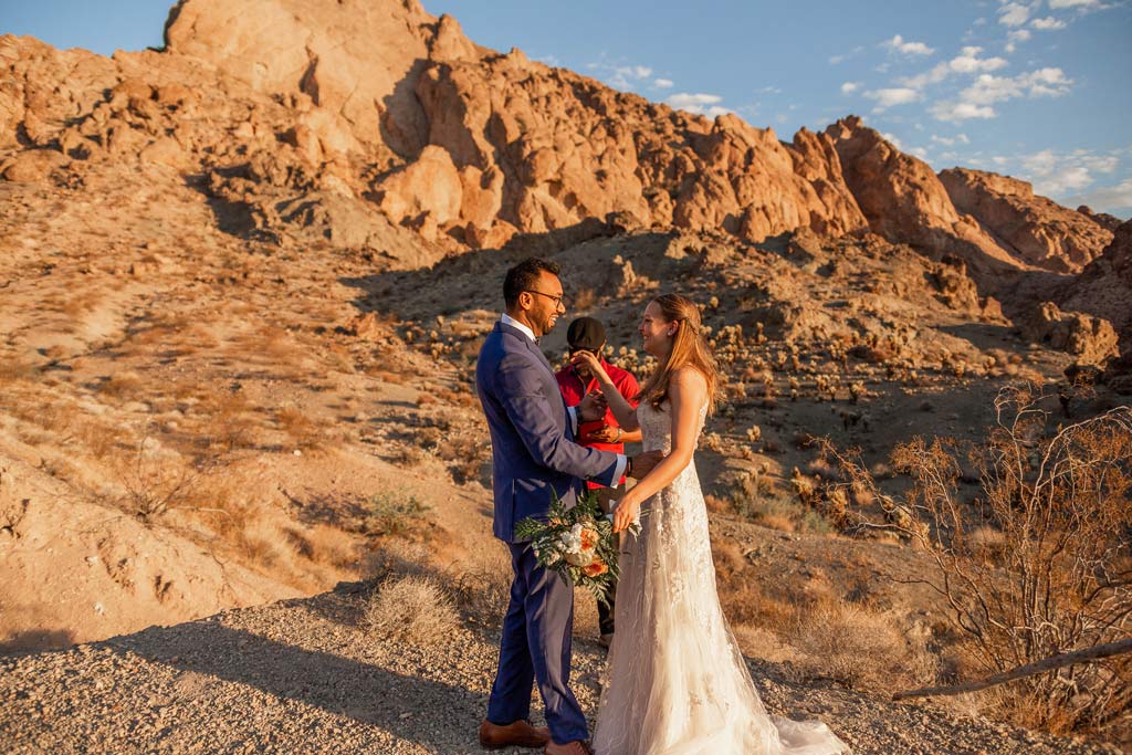 right before the first kiss las vegas elopement in the canyon