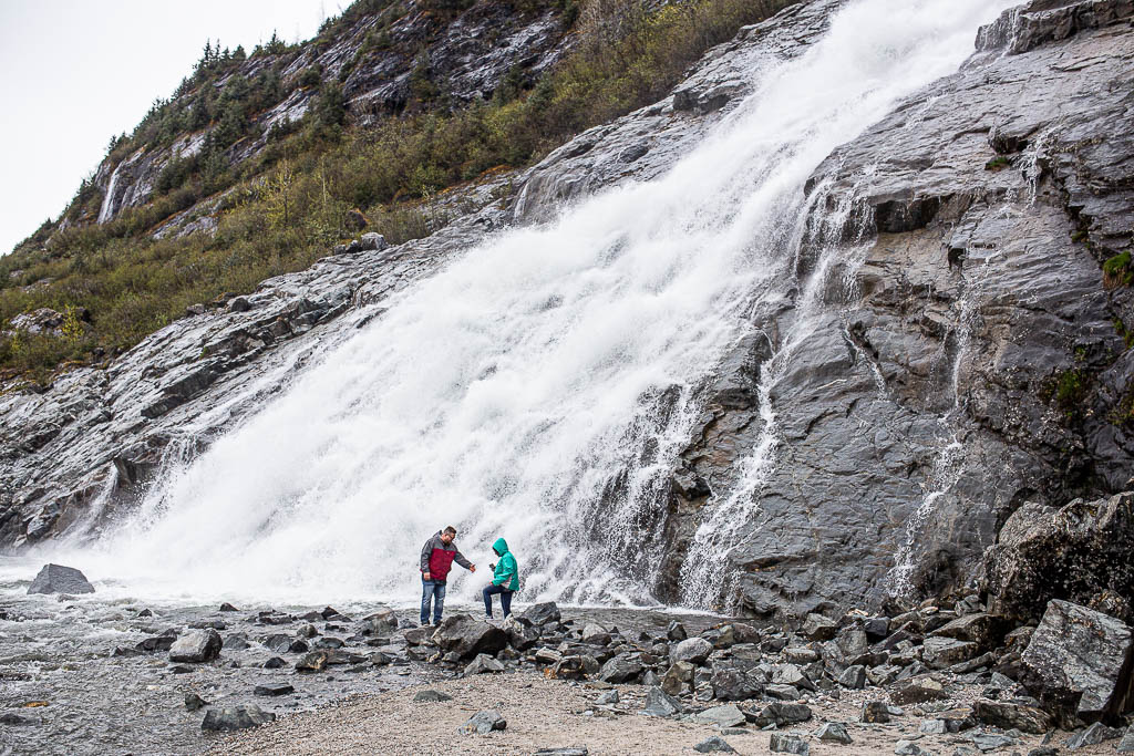 hikng nugget falls for alaskan elopement