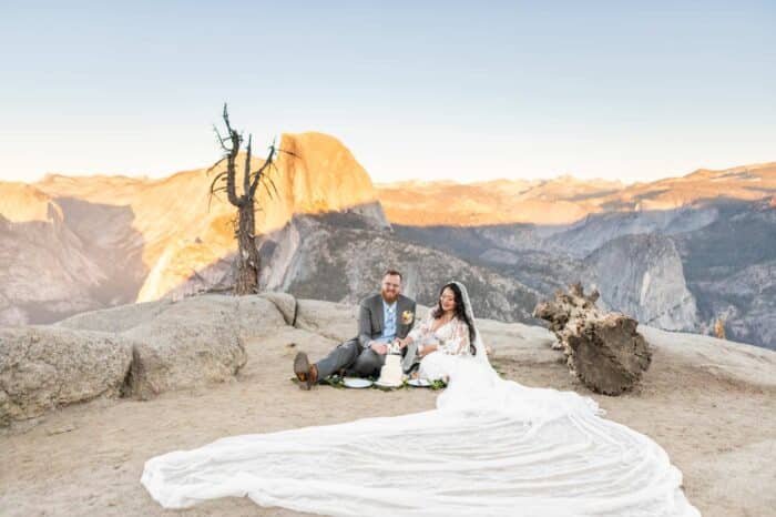 yosemite national park elopement at sunset at glacier peak