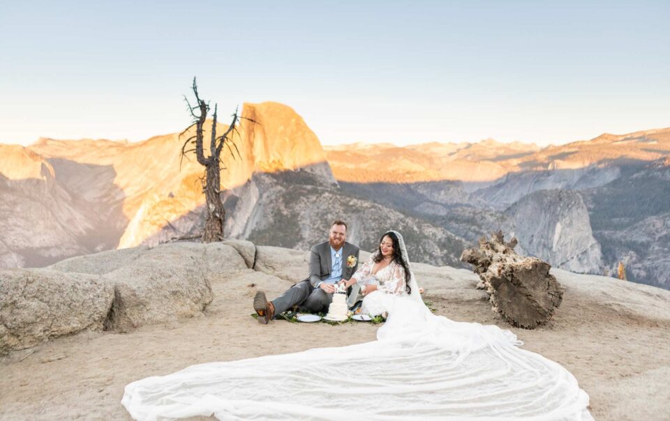 yosemite national park elopement at sunset at glacier peak