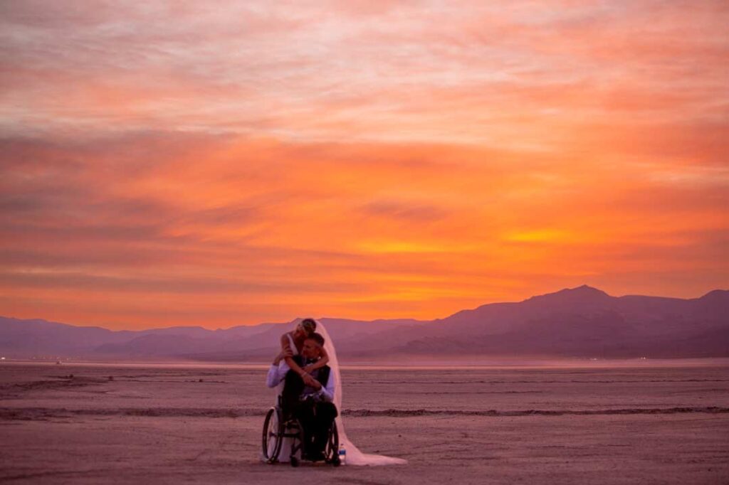 dry lake bed elopement sunset ceremony