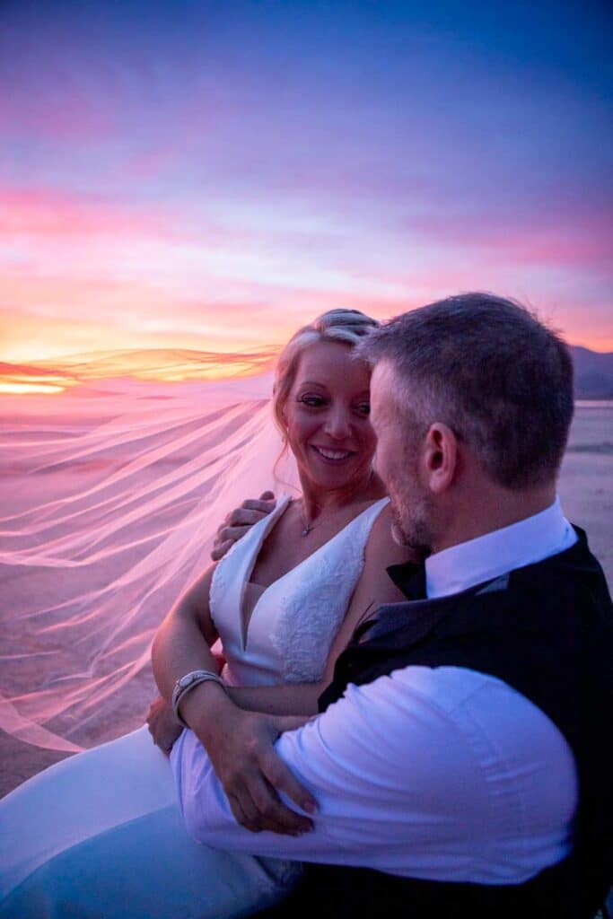 dry lake bed sunset elopement